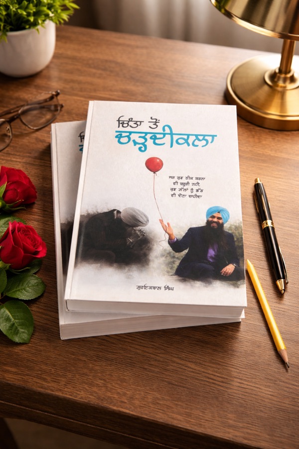 ਚਿੰਤਾ ਤੋੰ ਚੜ੍ਹਦੀਕਲਾ — Punjabi book cover, Kitab Hut