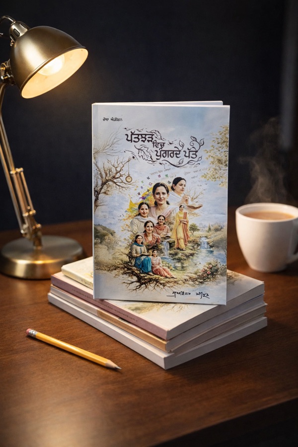 ਪੱਤਝੜ ਵਿੱਚ ਪੁੰਗਰਦੇ ਪੱਤੇ — Punjabi book cover, Kitab Hut