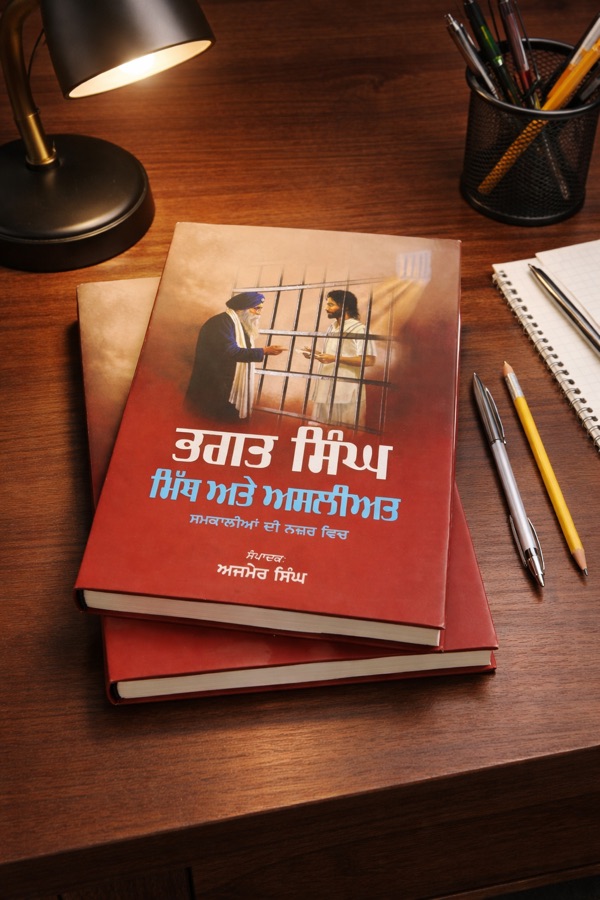 ਭਗਤ ਸਿੰਘ ਮਿੱਥ ਅਤੇ ਅਸਲੀਅਤ — Punjabi book cover, Kitab Hut