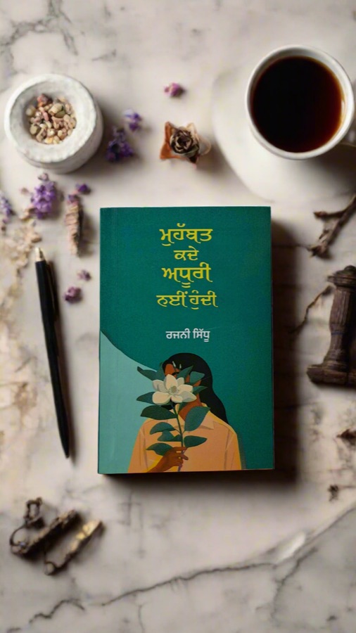 ਮੁਹੱਬਤ ਕਦੇ ਅਧੂਰੀ ਨਈੰ ਹੁੰਦੀ — Punjabi book cover, Kitab Hut